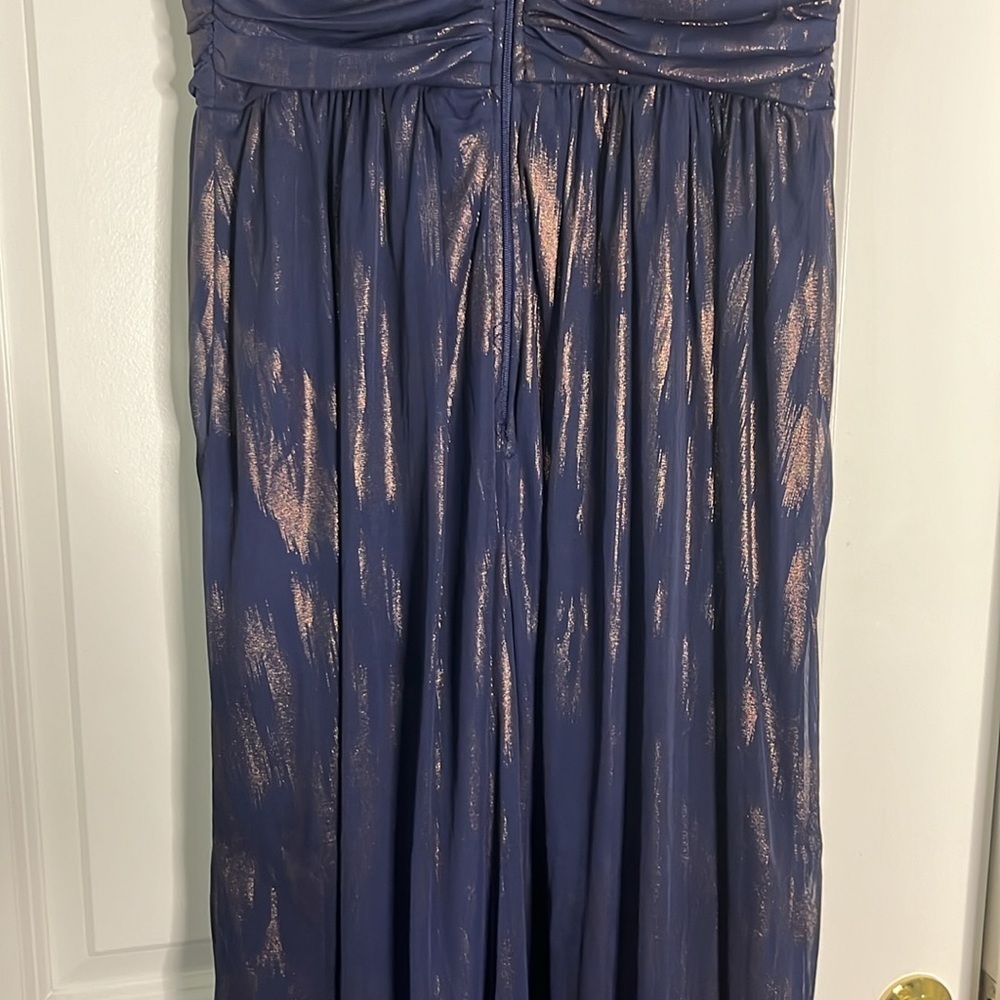 City Triangles Blue and Gold One Shoulder Evening Maxi Gown - Picture 11 of 11